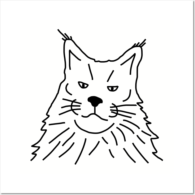 Minimal Maine Coon Cat Line Art Wall Art by ellenhenryart